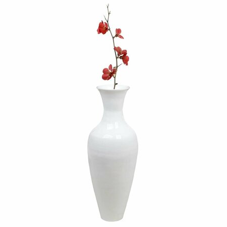 COLOCAR 37 x 14 in. Dia. Modern Bamboo Floor Vase, White CO2641749